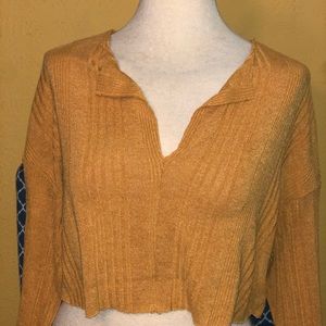 Gold Crop Long Sleeve Loose sweater